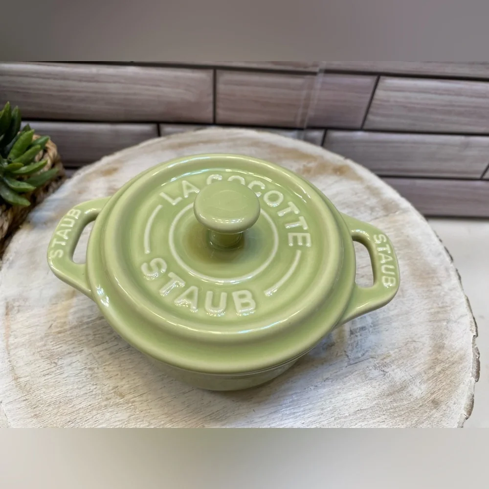 STAUB ❤️Ceramics Mini Round Cocotte 10cm Macaron Light Blue& Green NIB